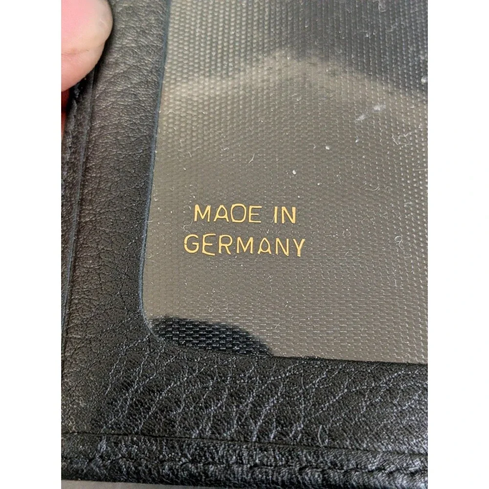 HCL Black Leather Kisslock Coin Pocket Credit Card Trifold Wallet - Vintage
